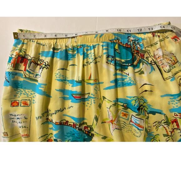 Holly Lane Women's Yellow Sea Shore Postcard Print Lightweight Skirt Size Large - Picture 7 of 8